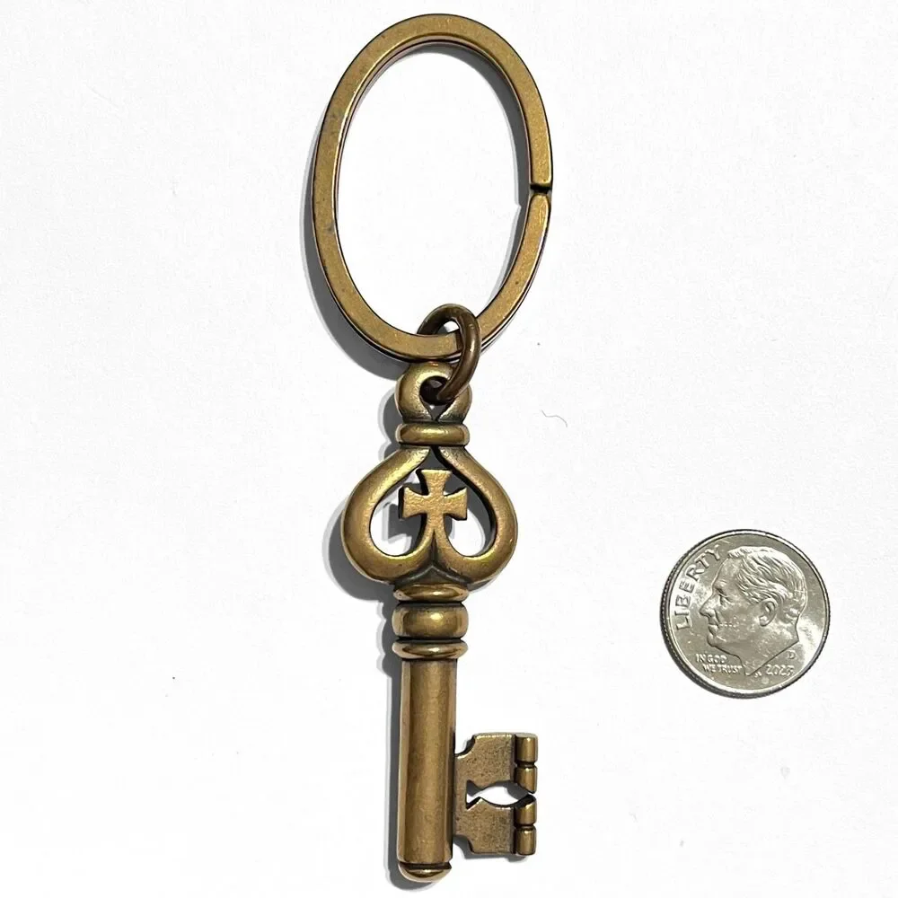 VTG James Avery Bronze Keychain Skeleton Key Heart Cross Fish Keyring Retired